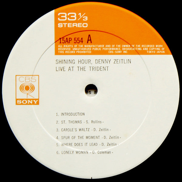 Denny Zeitlin - Shining Hour - Live At The Trident (Vinyl, LP, Album, Reissue, Stereo) Near Mint (NM or M-) / Very Good Plus (VG+)