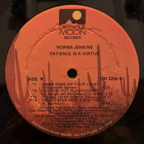 Norma Jenkins - Patience Is A Virtue (Vinyl, LP, Album) Very Good Plus (VG+) / Good Plus (G+)
