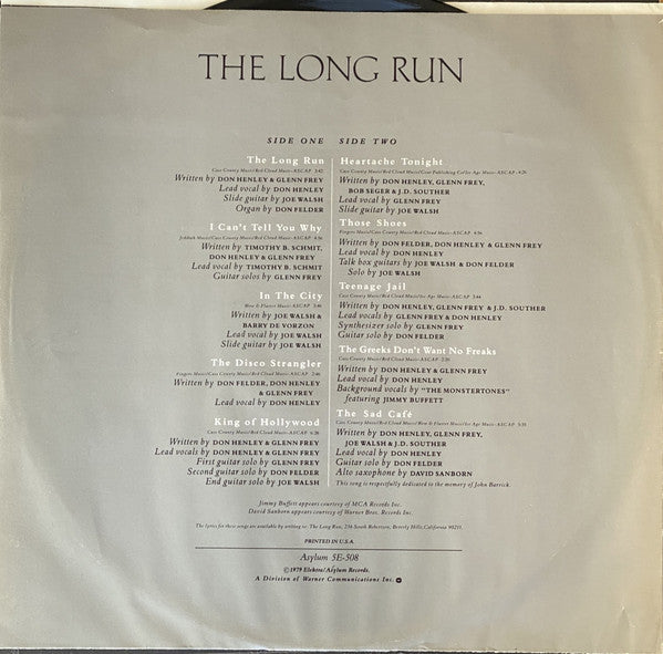 Eagles - The Long Run (Vinyl, LP, Album, Stereo) Very Good (VG) / Very Good Plus (VG+)