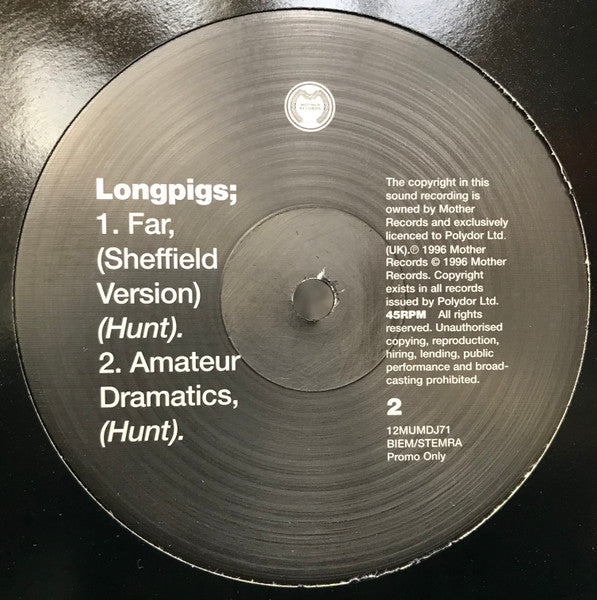 Longpigs - Far (Vinyl, 12", Promo) Good Plus (G+) / Very Good (VG)