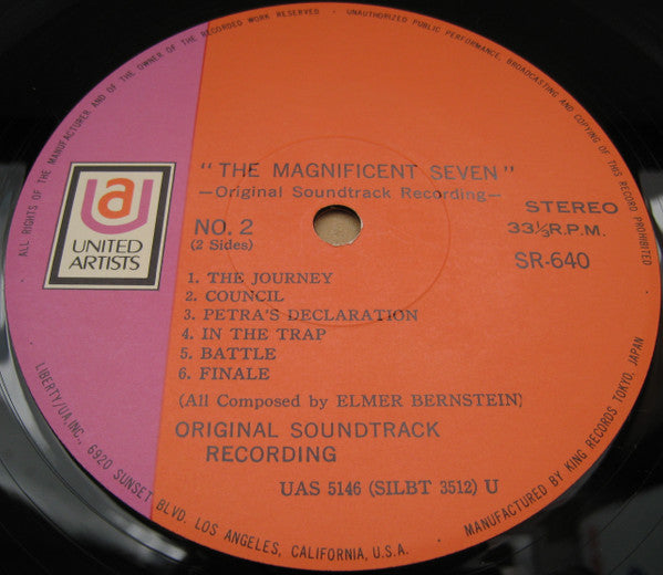 Elmer Bernstein - The Magnificent Seven (Original Soundtrack Recording) (Vinyl, LP, Album, Stereo) Very Good Plus (VG+) / Good (G)