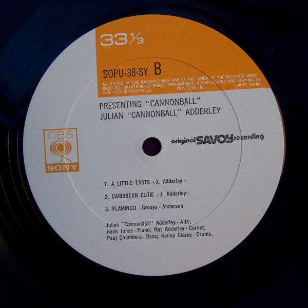 Cannonball Adderley - Presenting "Cannonball" (Vinyl, LP, Album, Reissue, Mono) Very Good Plus (VG+) / Very Good (VG)