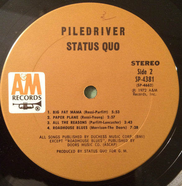Status Quo - Piledriver (Vinyl, LP, Album) Good Plus (G+) / Very Good (VG)