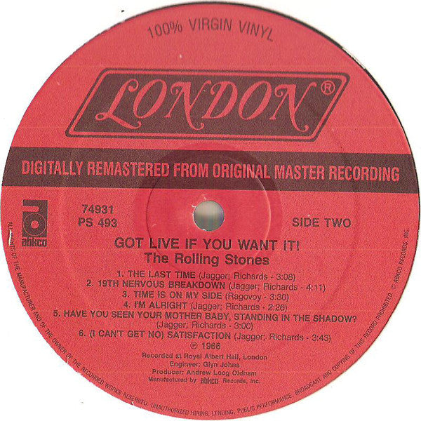 The Rolling Stones - Got Live If You Want It! (Vinyl, LP, Album, Stereo, Reissue, Remastered) Very Good Plus (VG+) / Very Good Plus (VG+)