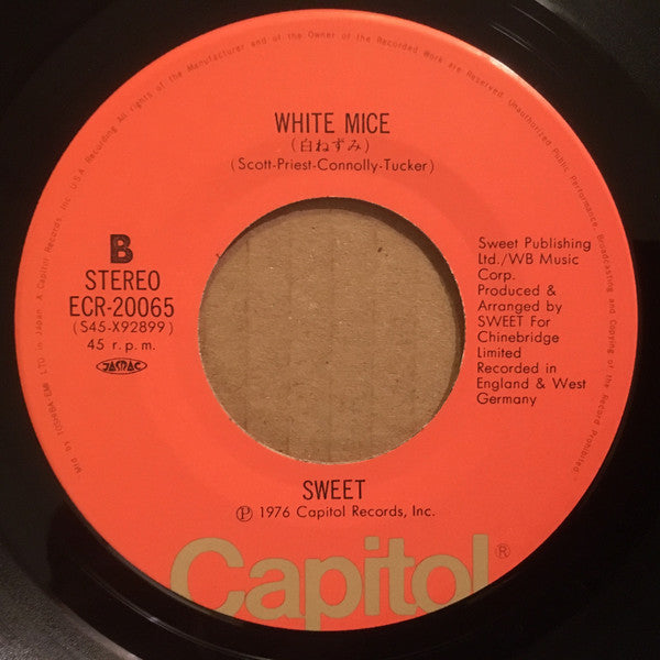 The Sweet - The Lies In Your Eyes / White Mice (Vinyl, 7", 45 RPM, Single) Very Good Plus (VG+) / Very Good (VG)