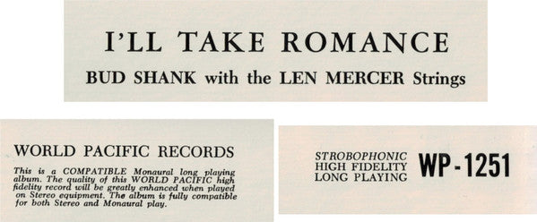 Bud Shank - I'll Take Romance (Vinyl, LP, Album, Reissue, Mono)