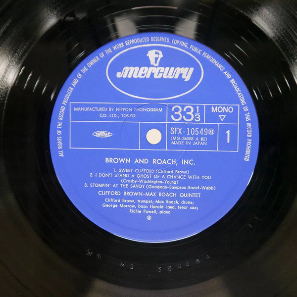 Clifford Brown And Max Roach - Brown And Roach Incorporated (Vinyl, LP, Album, Reissue) Near Mint (NM or M-) / Very Good Plus (VG+)