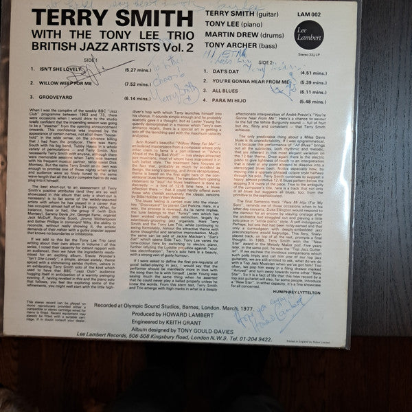 Terry Smith - British Jazz Artists Vol. 2 (Vinyl, LP, Album, Stereo) Very Good Plus (VG+) / Good Plus (G+)
