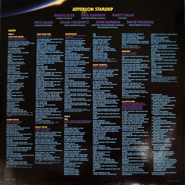 Jefferson Starship - Earth (Vinyl, LP, Album, Stereo) Very Good Plus (VG+) / Very Good Plus (VG+)