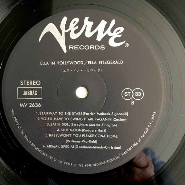Ella Fitzgerald - Ella In Hollywood (Vinyl, LP, Album, Reissue, Stereo) Very Good Plus (VG+) / Very Good Plus (VG+)