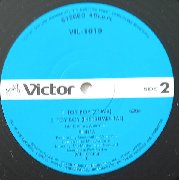 Sinitta - Toy Boy (Vinyl, 12", Stereo) Very Good Plus (VG+) / Very Good (VG)