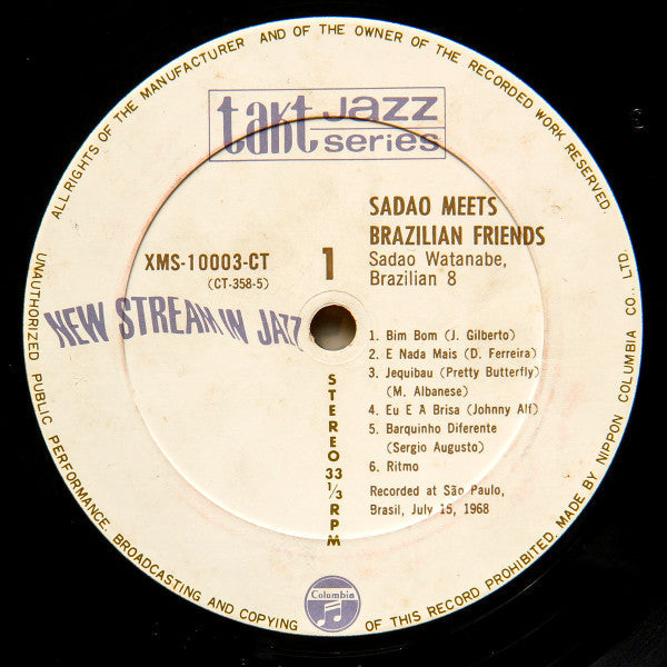 Sadao Watanabe - Sadao Meets Brazilian Friends (Vinyl, LP, Album) Very Good Plus (VG+) / Very Good Plus (VG+)