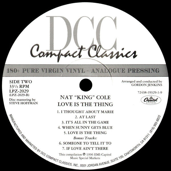 Nat King Cole - Love Is The Thing (Vinyl, LP, Album, Limited Edition, Numbered, Reissue, Remastered, Stereo) Near Mint (NM or M-) / Very Good Plus (VG+)