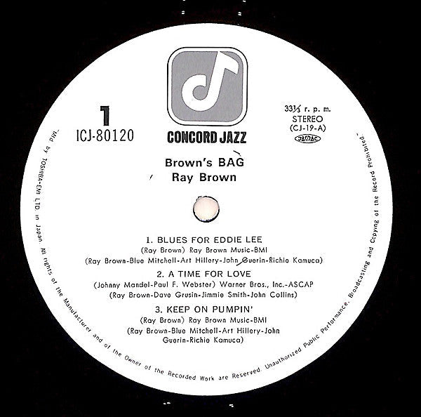 Ray Brown - Brown's Bag (Vinyl, LP, Album) Very Good Plus (VG+) / Very Good Plus (VG+)