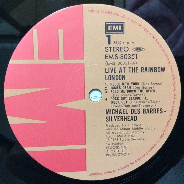 Michael Des Barres - Live At The Rainbow London (Vinyl, LP, Album, Stereo) Very Good Plus (VG+) / Good Plus (G+)