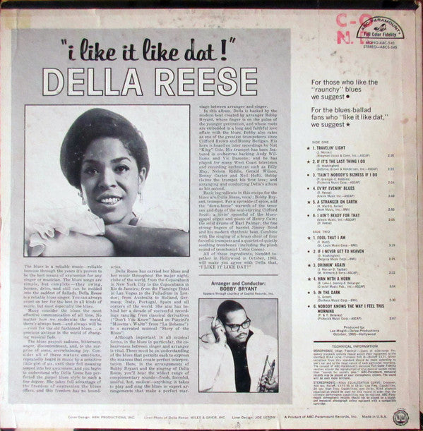 Della Reese - I Like It Like Dat! (Vinyl, LP, Mono) Very Good (VG) / Very Good (VG)
