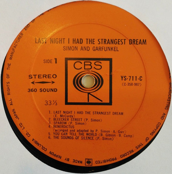 Simon & Garfunkel - Last Night I Had The Strangest Dream (Vinyl, LP, Album, Stereo) Very Good Plus (VG+) / Very Good (VG)