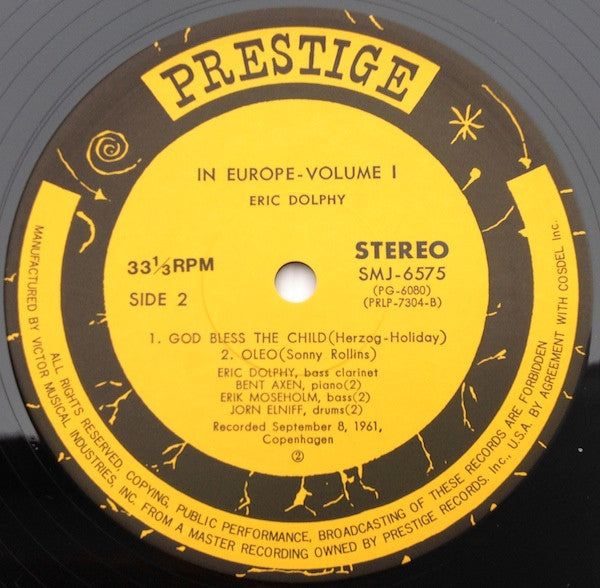 Eric Dolphy - In Europe, Vol. 1 (Vinyl, LP, Album, Reissue, Stereo) Very Good Plus (VG+) / Very Good (VG)