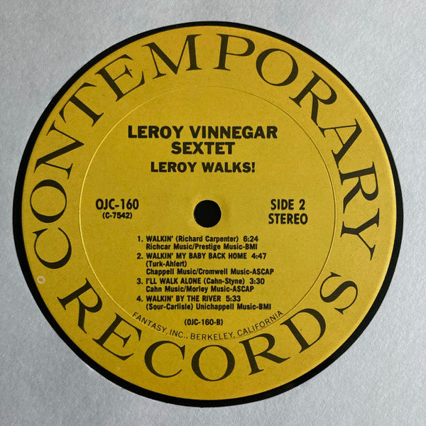 Leroy Vinnegar Sextet - Leroy Walks! (Vinyl, LP, Album, Reissue) Very Good (VG) / Very Good (VG)