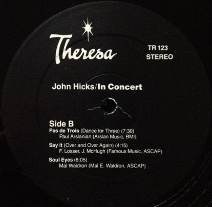 John Hicks - In Concert (Vinyl, LP, Album) Very Good (VG) / Very Good Plus (VG+)