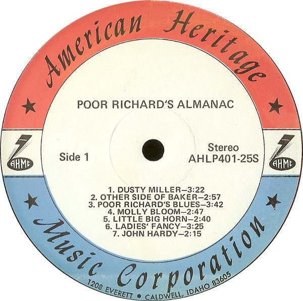 Poor Richard's Almanac - Poor Richard's Almanac (Vinyl, LP, Album) Very Good (VG) / Good Plus (G+)