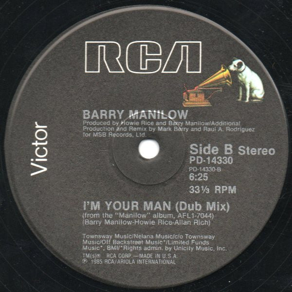 Barry Manilow - I'm Your Man (Vinyl, 12", 33 ⅓ RPM, Single) Very Good Plus (VG+) / Very Good (VG)