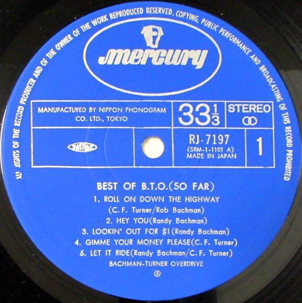 Bachman-Turner Overdrive - Best Of B.T.O. (So Far) (Vinyl, LP, Compilation) Very Good Plus (VG+) / Very Good (VG)