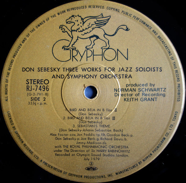 Don Sebesky - Three Works For Jazz Soloists & Symphony Orchestra (Vinyl, LP, Album) Very Good (VG) / Very Good Plus (VG+)