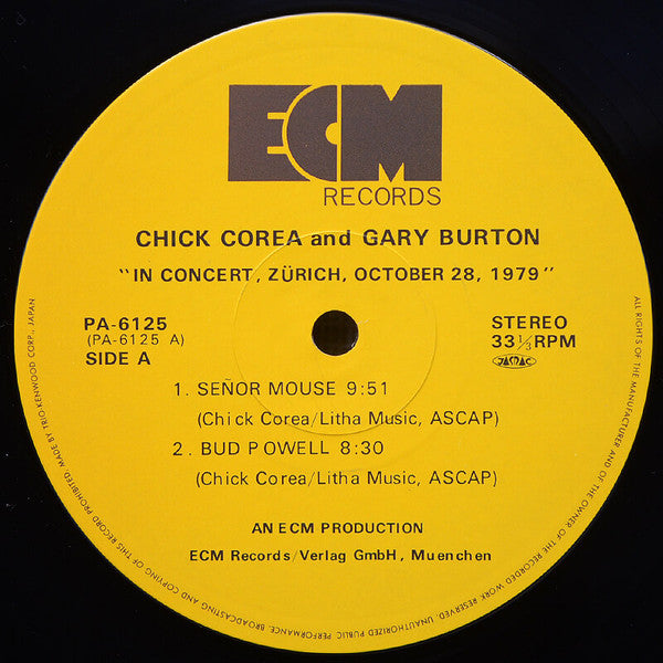 Gary Burton / Chick Corea - In Concert, Zürich, October 28, 1979 (2xVinyl, LP, Album) Very Good Plus (VG+) / Very Good Plus (VG+)