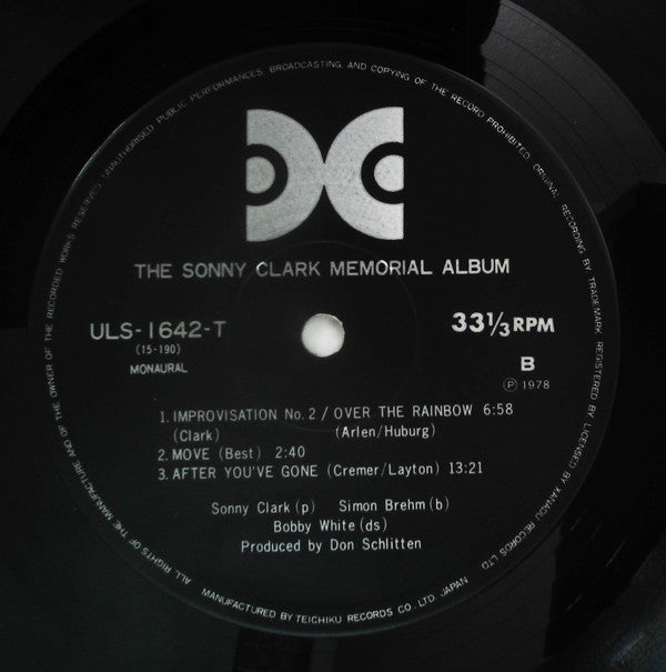 Sonny Clark - The Sonny Clark Memorial Album (Vinyl, LP, Repress, Mono) Very Good Plus (VG+) / Very Good Plus (VG+)