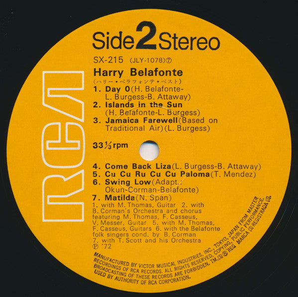 Harry Belafonte - Harry Belafonte (Vinyl, LP, Compilation, Stereo) Very Good Plus (VG+) / Very Good (VG)