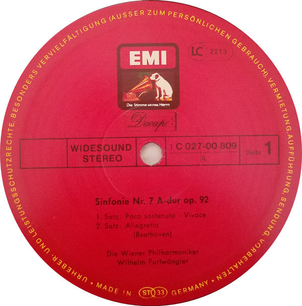 Ludwig van Beethoven - Sinfonie Nr. 7 (Vinyl, LP, Mono) Very Good Plus (VG+) / Very Good (VG)