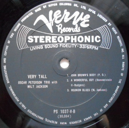The Oscar Peterson Trio - Very Tall (Vinyl, LP, Album, Reissue, Stereo) Very Good (VG) / Very Good Plus (VG+)