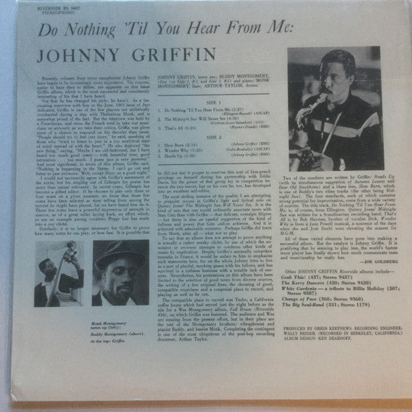 Johnny Griffin - Do Nothing 'Til You Hear From Me (Vinyl, LP, Album, Reissue, Stereo) Very Good Plus (VG+) / Near Mint (NM or M-)