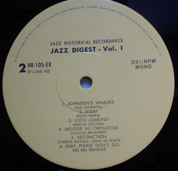 Various - Period's Jazz Digest vol. 1 (Vinyl, LP, Compilation, Mono) Near Mint (NM or M-) / Very Good Plus (VG+)