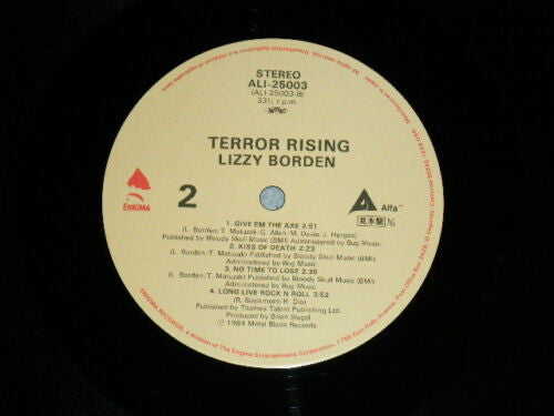 Lizzy Borden - Terror Rising (Vinyl, LP, Album, Promo) Very Good Plus (VG+) / Very Good (VG)