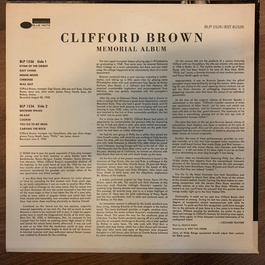 Clifford Brown - Memorial Album (Vinyl, LP, Compilation, Stereo) Very Good (VG) / Very Good Plus (VG+)