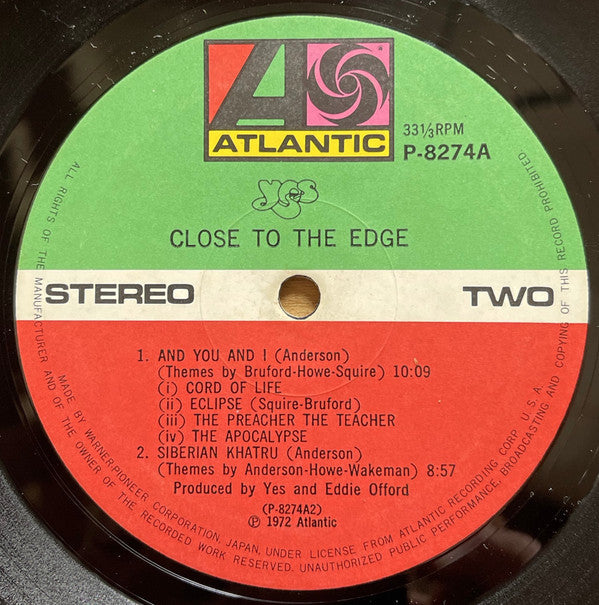 Yes - Close To The Edge = Kiseki (Vinyl, LP, Album) Very Good Plus (VG+) / Very Good (VG)