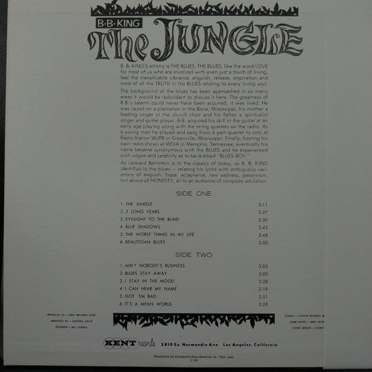 B.B. King - The Jungle (Vinyl, LP, Album, Limited Edition, Reissue, Mono) Very Good (VG) / Very Good (VG)