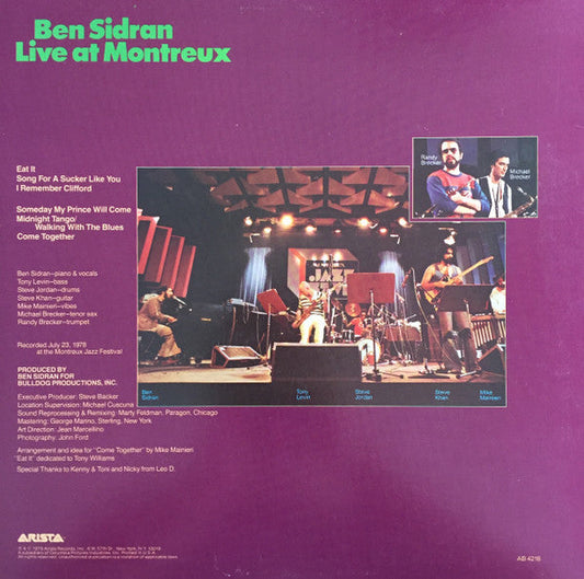 Ben Sidran - Live At Montreux (Vinyl, LP, Album) Very Good (VG) / Very Good Plus (VG+)