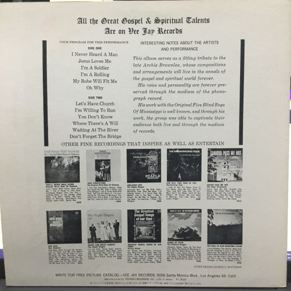 Five Blind Boys Of Mississippi - The Original Five Blind Boys (Vinyl, LP, Album, Reissue, Mono) Very Good (VG) / Very Good (VG)