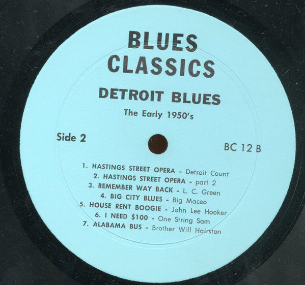 Various - Detroit Blues - The Early 1950s (Vinyl, LP, Compilation) Very Good Plus (VG+) / Good Plus (G+)