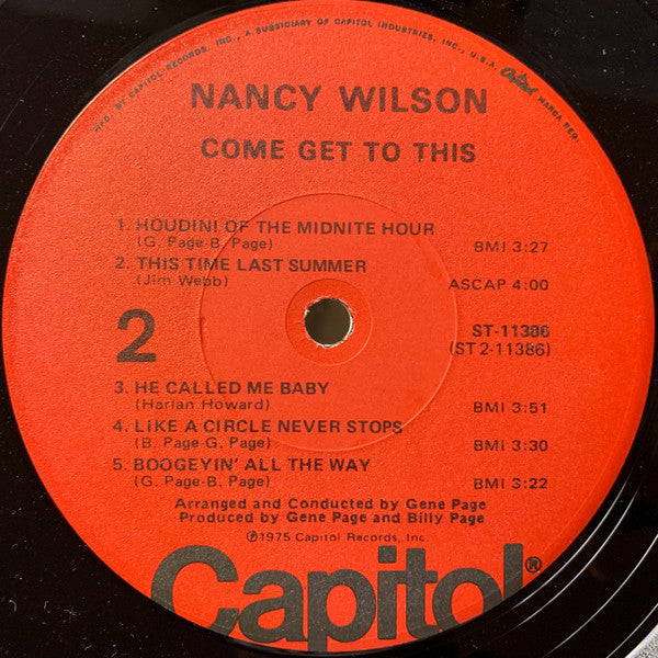 Nancy Wilson - Come Get To This (Vinyl, LP, Album, Stereo) Good Plus (G+) / Very Good (VG)