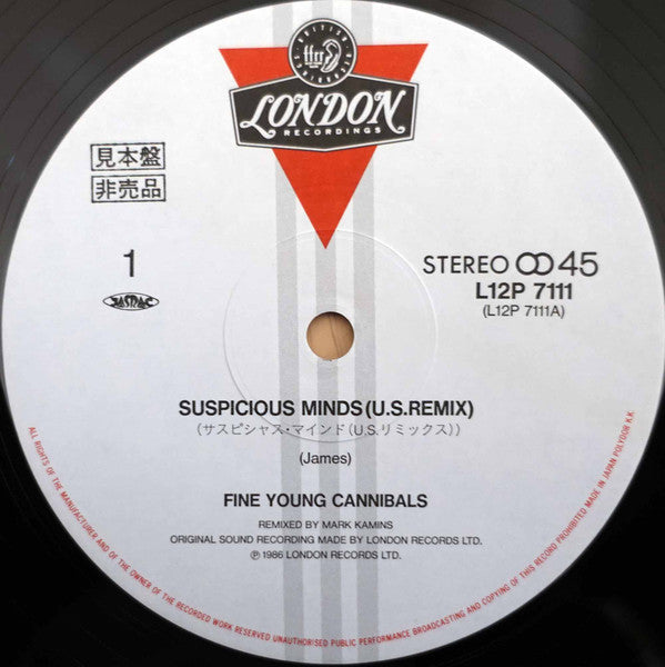 Fine Young Cannibals - Suspicious Minds (Vinyl, 12", 45 RPM, Promo, Stereo) Very Good Plus (VG+) / Very Good (VG)