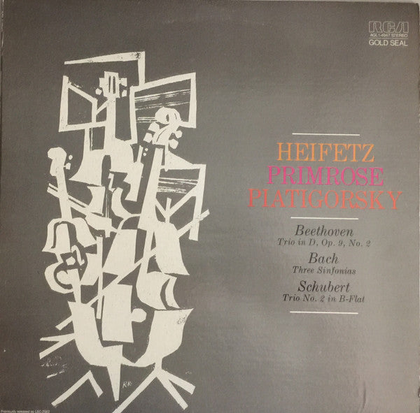 Jascha Heifetz - Beethoven · Schubert — Trios · Bach — Sinfonias (Vinyl, LP, Stereo) Very Good Plus (VG+) / Very Good (VG)