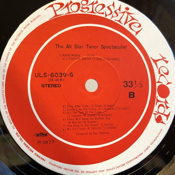 Scott Hamilton - The Progressive Records All Star Tenor Sax Spectacular (Vinyl, LP, Album) Very Good Plus (VG+) / Very Good (VG)