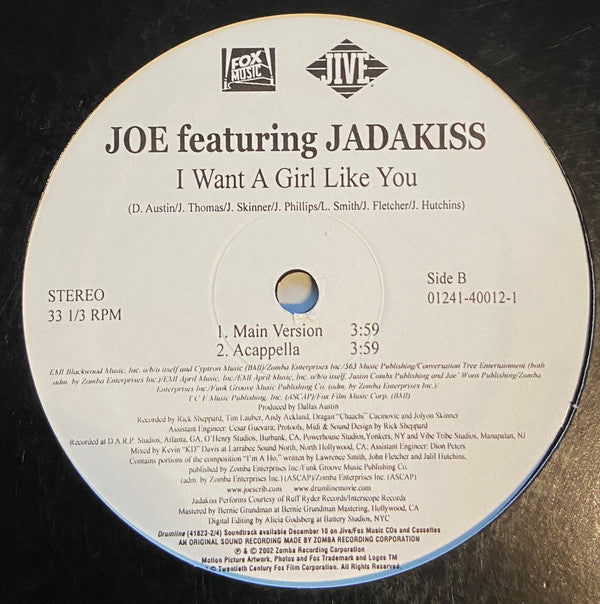 Joe - I Want A Girl Like You (Vinyl, 12", 33 ⅓ RPM) Very Good Plus (VG+) / Very Good Plus (VG+)