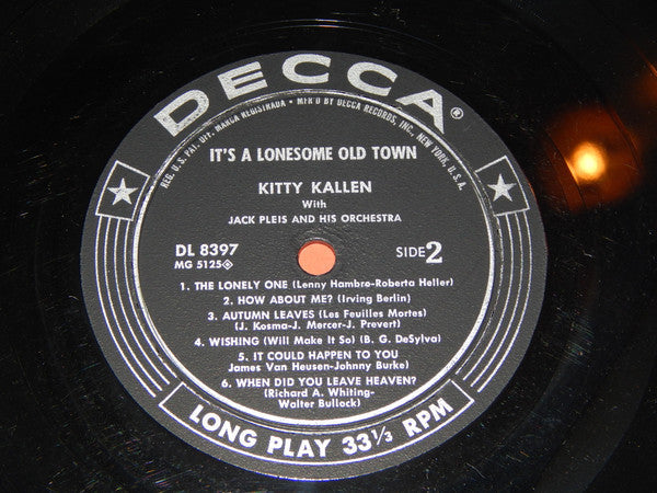 Kitty Kallen - It's A Lonesome Old Town (Vinyl, LP, Album, Mono) Very Good Plus (VG+) / Very Good Plus (VG+)