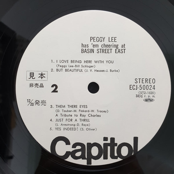 Peggy Lee - Basin Street East Proudly Presents Miss Peggy Lee Recorded At The Fabulous New York Club (Vinyl, LP, Promo) Near Mint (NM or M-) / Very Good (VG)