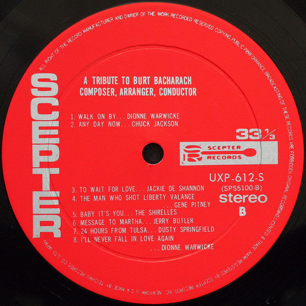 Various - A Tribute To Burt Bacharach Composer, Arranger, Conductor (Vinyl, LP, Compilation) Very Good (VG) / Good Plus (G+)